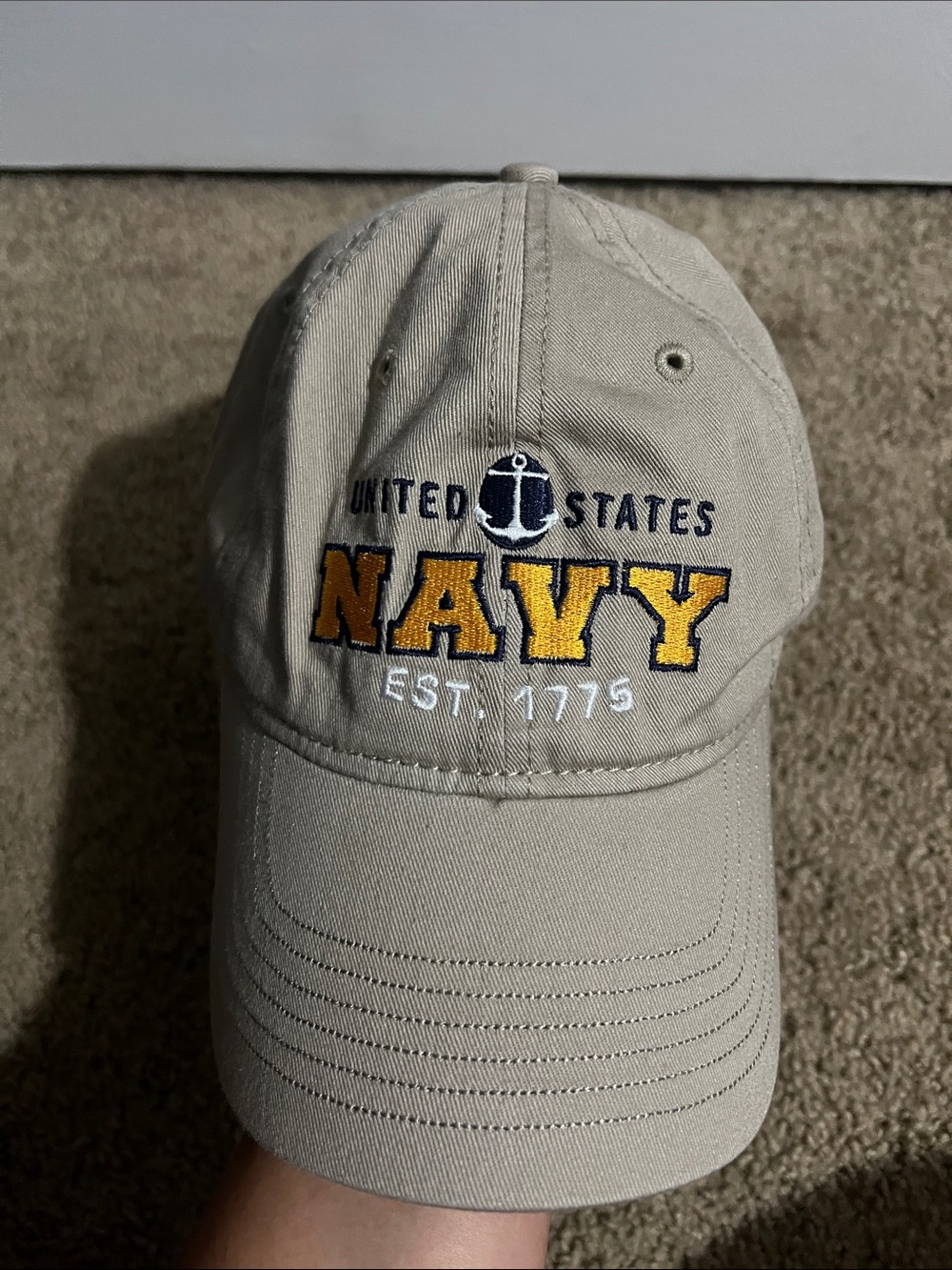 United States Navy Embroidered Baseball Cap - Khaki